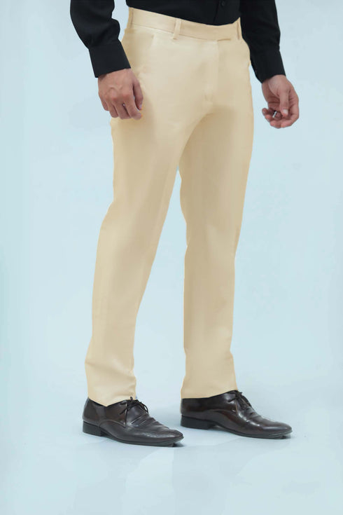 Veshbhoshaa Bluebird Men'S Cream Formal Trousers
